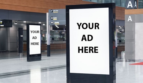 Digital Signboard Mockup For Advertisement Design In A Shopping Center