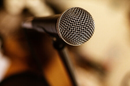 A close up shot of a microphone.